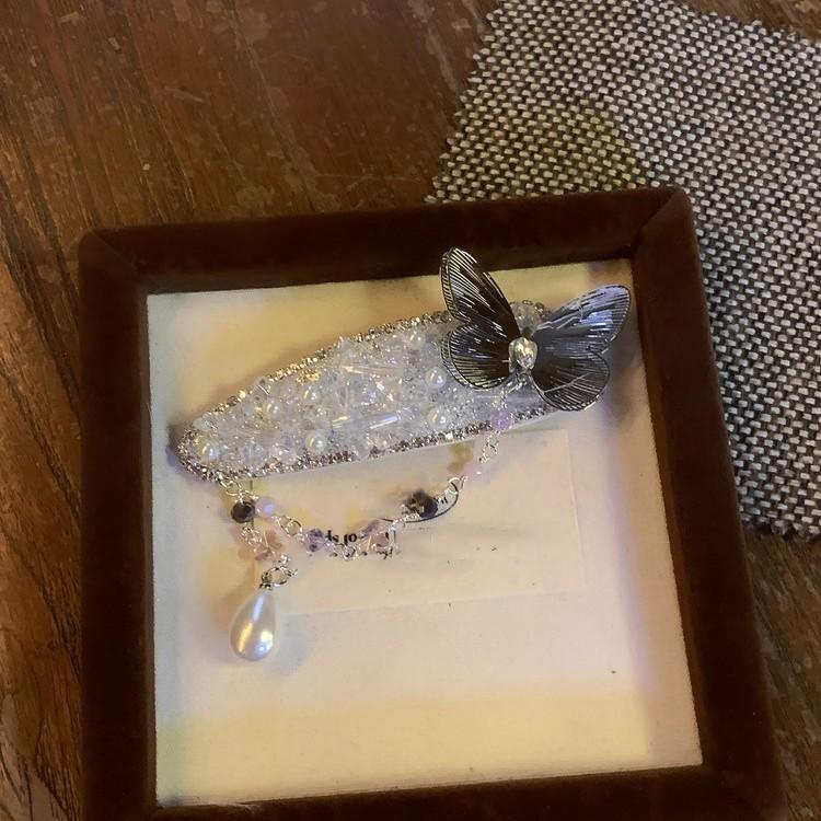 Diamond Pearl Butterfly Tassel BB Clip Korean Version Sweet Atmosphere Side Hairpin Fashionable Versatile Fresh Hair Accessories Women