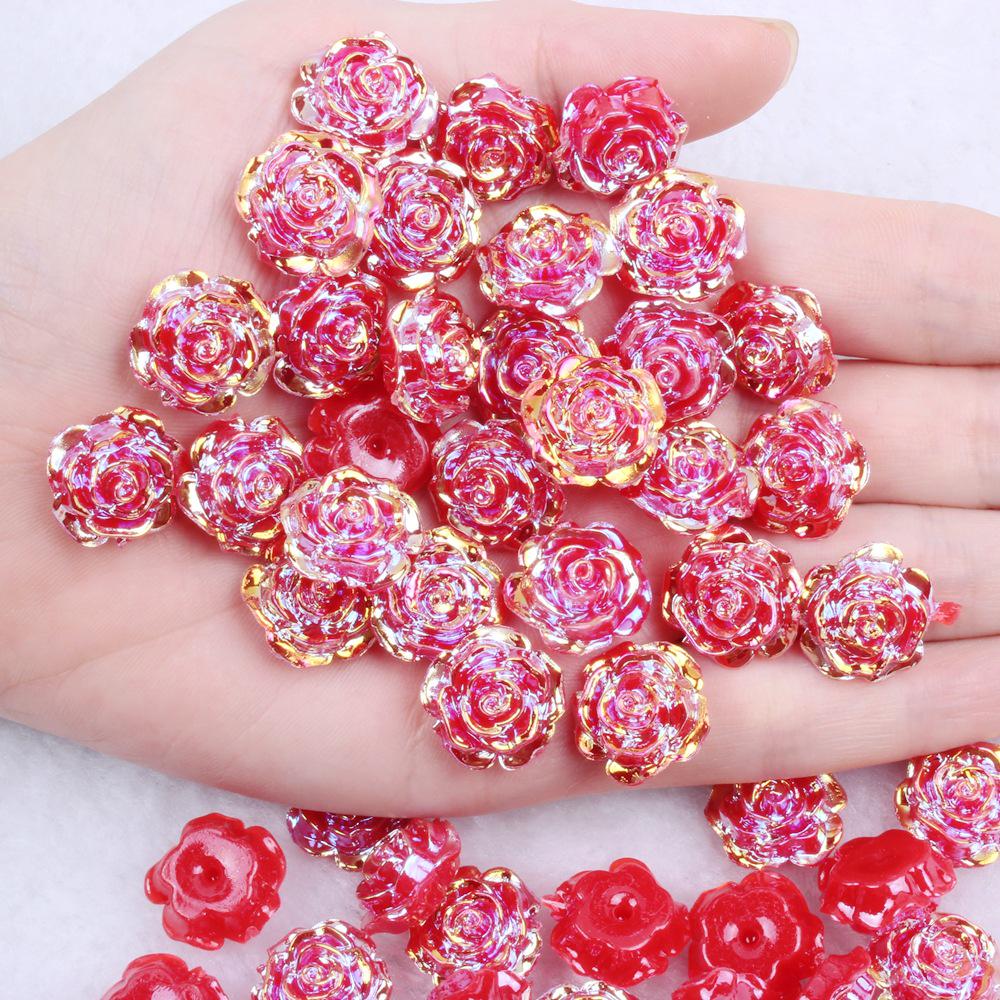 Solid Color Resin Rose Pearl Stickers for DIY Phone & Jewelry Accessories