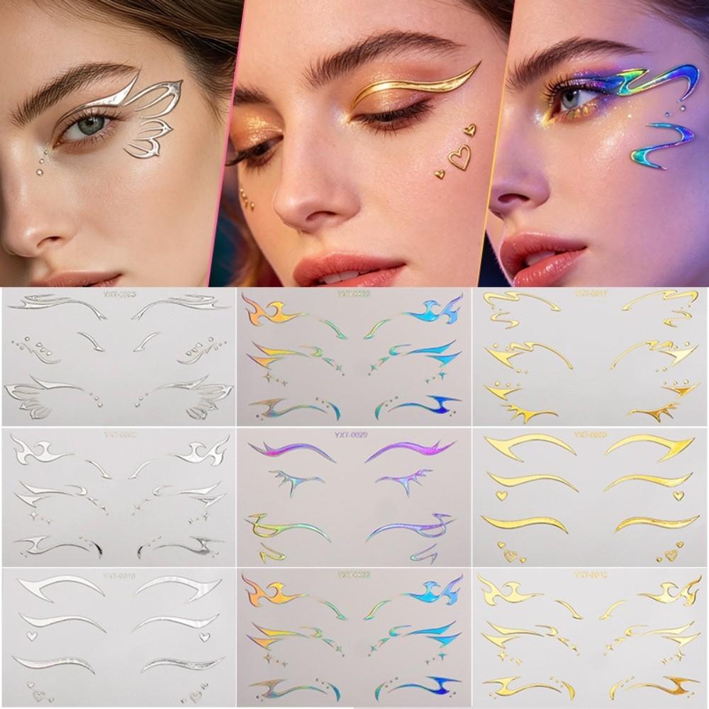 10 Stück Aurora Eyeliner Augenbrauen Tattoo Aufkleber Wasserdicht Metallische Make-up Patches Gesichtskunst