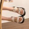 Muffin-Sandalen mit dicker Sohle, Ein-Wort-Sandalen, Damen Sommer 2025, neu, Gürtelschnalle, vielseitig, koreanische Version, Studenten-Freizeitschuhe, Römersandalen