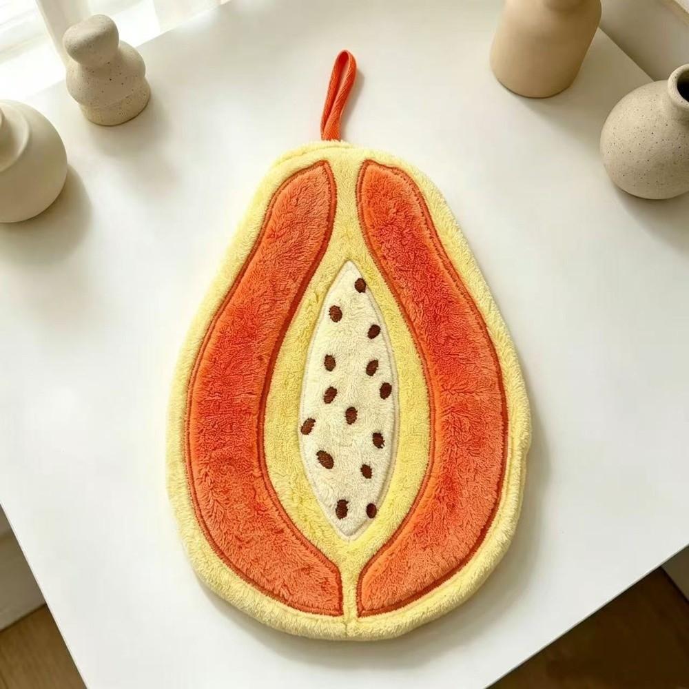 Durable Fruit Shaped Hand Towel Soft Absorbent Kitchen Dishcloth with Hanging Loop Fruit Shape Hanging Hand Towel Hand Drying