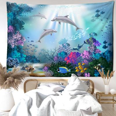 Undersea Whale Tapestry Wall Hanging Natural Scenery Bohemia Kawayitapitz Living Room Bedroom Home Decor
