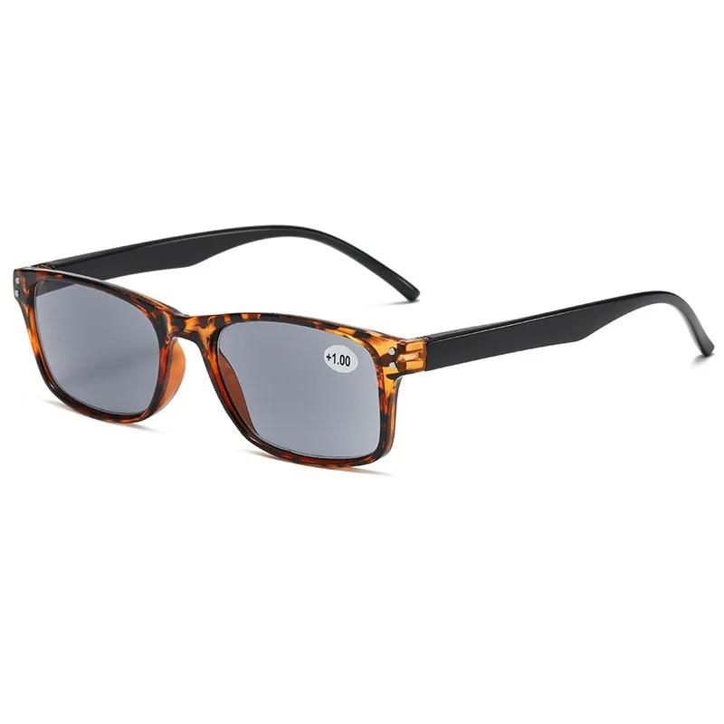 Fashion Trend Reading Sunglasses Classic Square Frame Gray Lens Long Vision Sunglasses Neutral Outdoor UV Protection Glasses