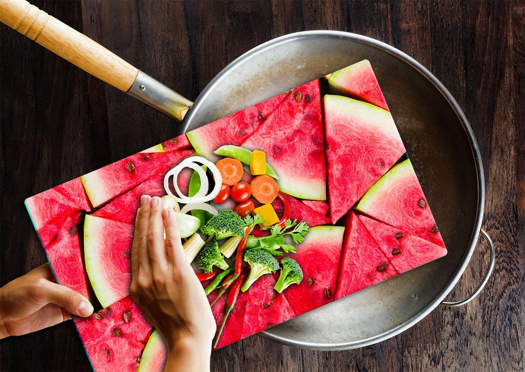 GLASS PLATE CUTTING BOARD 52x30 WATERMELON