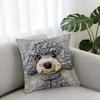 Grey Cute Animal Pattern Short Plush Cushion Cover Soft Skin-friendly Sofa Pillow Case Without Filler