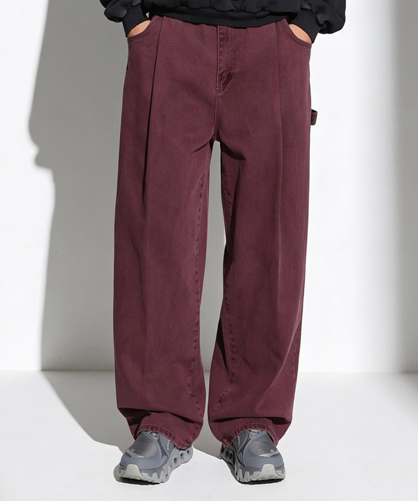 Deoseutoli Pigment Wide Cotton Pants (Wine)