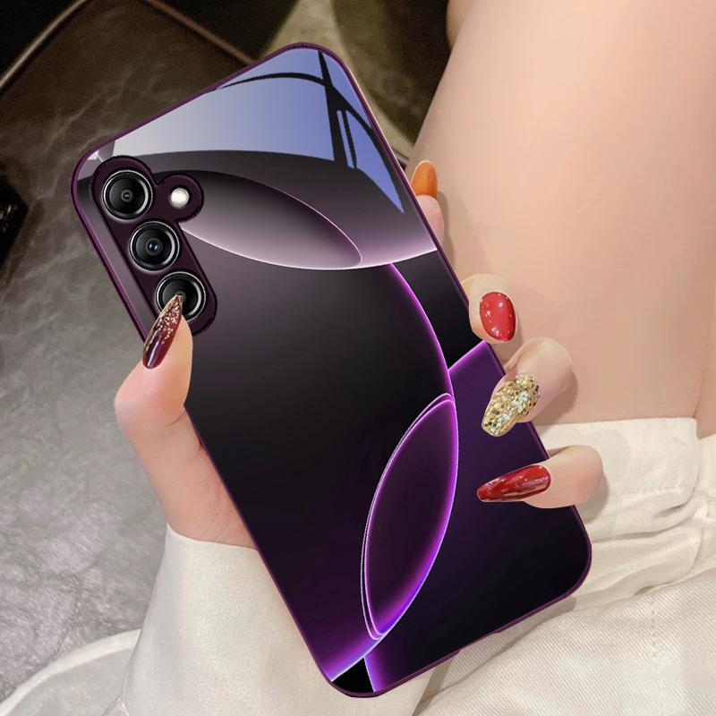 Geometric Semicircle For Samsung Galaxy A14 4G 20 30 52 20S 21S 22 A32 33 34 42 50 51 53 54 70 71 72 73 5G Glass Phone Case