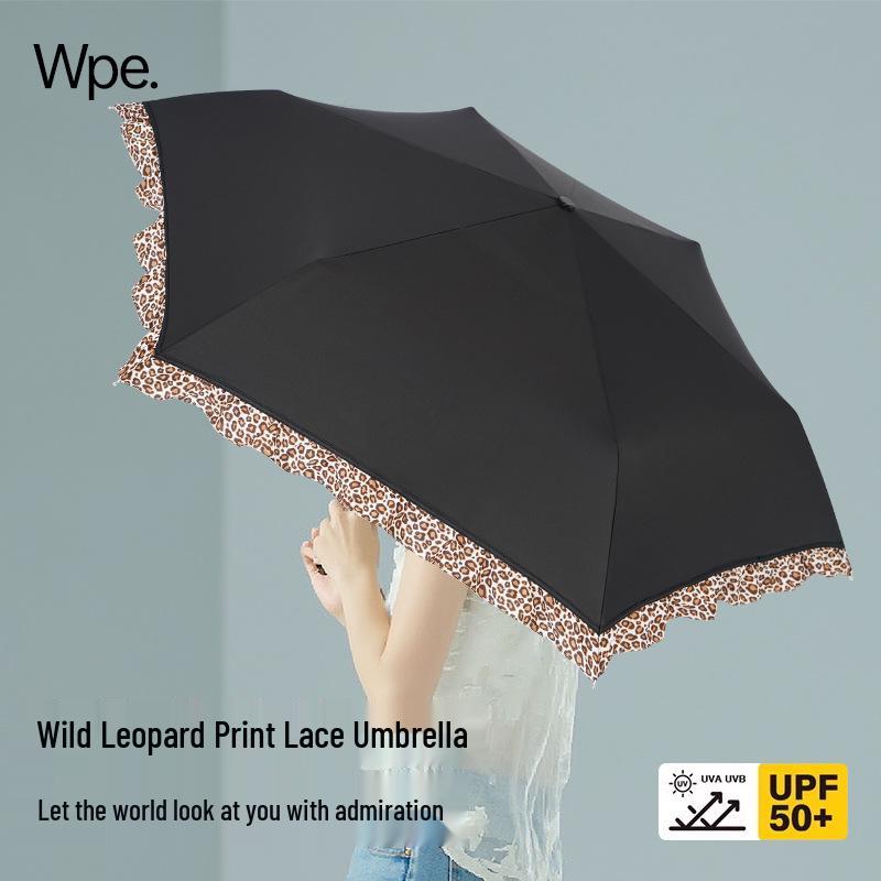 180g Japanese Style Lightweight Three-Fold Sun and Rain Umbrella with Black Glue UV Protection