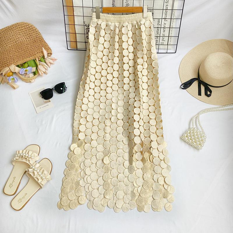 

Французская юбка-слово с ажурным узором 2025 года, новая модная юбка с высокой талией и бахромой, женская юбка с нерегулярным покроем average size