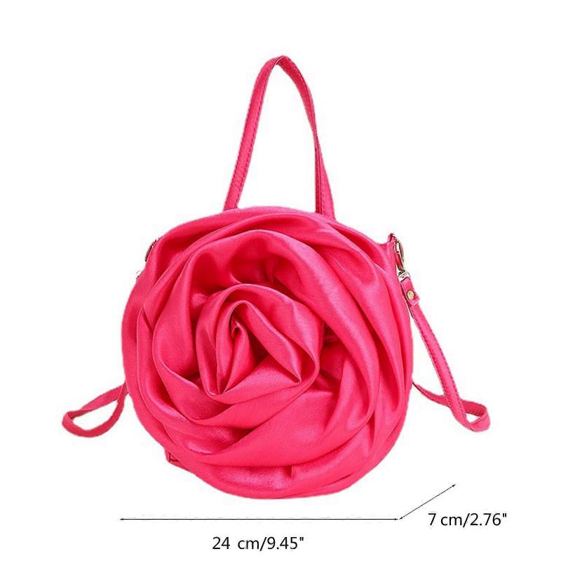 Shoulder Bag Clutch Bag 3D Rose Shape Crossbody Bag Handbag Fashion Tote Bag Banquet Prom Wedding Evening Bag Hot Pink