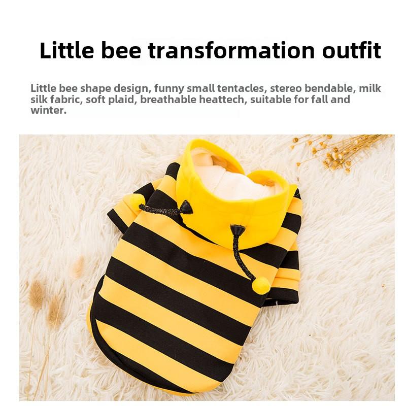 Bee Transformation Outfit Small Dog Dog Bipod Autumn New Spring Cat Sweater Hooded Pet Dog Clothes