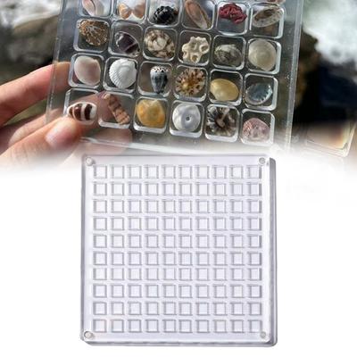 36/64/100 Grids Shell Storage Box Jewelry Display Case Wall Mount Necklace Holder