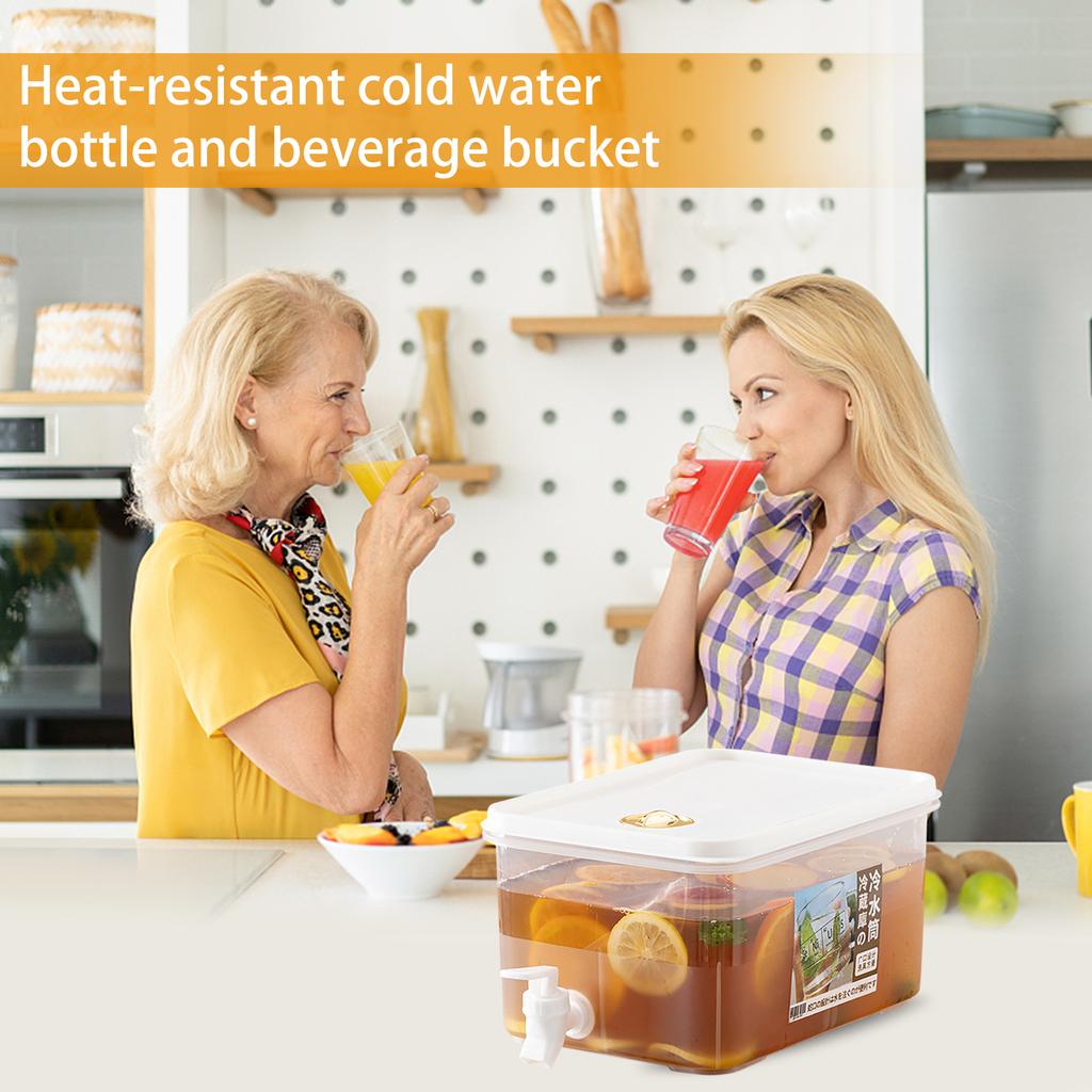 3.5/5L Lemon Fruit Tea Jug with Faucet Iced Beverage Bucket Date Indicating Adjuster Large Capacity Leakproof Kitchen Supplies