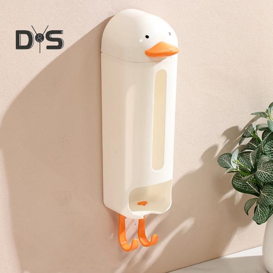Plastic Bag Holder Wall Mounted Sock Underwear Organizer Grocery Bag Dispenser Cartoon Duck Design Underwear Storage Box for Wardrobe Cabinet Bedroom