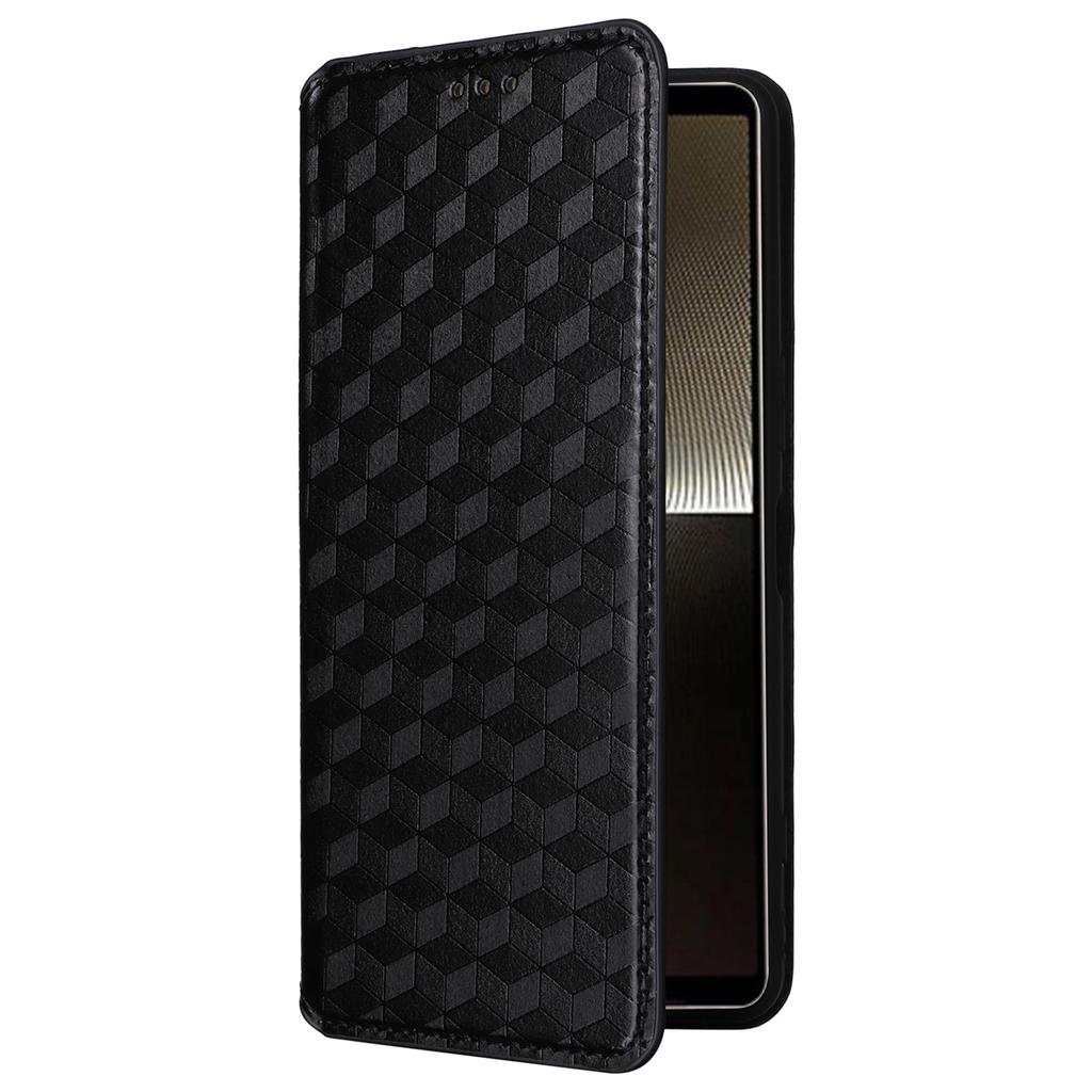 For Sony Xperia 1 VI Case Rhombus Pattern Magnetic Closing Leather Wallet Phone Cover