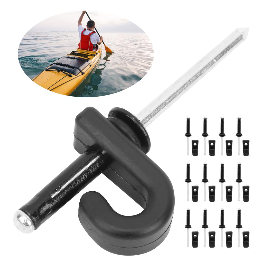 Dugout Plastic J Shape Hook Tail Deck Elastic Rope Hanging Buckle Aluminium Rivet Set