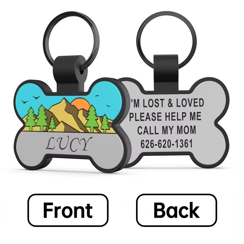 Custom Silicone Pet ID Tag Personalized Cute Bone Shape Dog Tag with Name & Phone Number Anti-Lost Collar Pendant for Dogs Cats