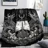 Viking Raven and Warship,pattern Flannel Blanket, High Quality Comfortable for All Seasons, Home Decor, Warmth and Comfort, Perfect for Gifts.