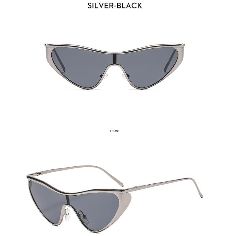 Women's sunglasses, men's and women's fashion metal one-piece cat's eye sunglasses