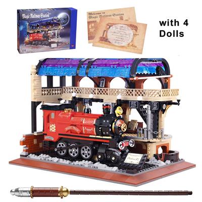 1308 יחידות Creative Magic Railway Station אבני בניין MOC City Street View רכבת צעצועים חינוכיים מתנות לילדים ילדים