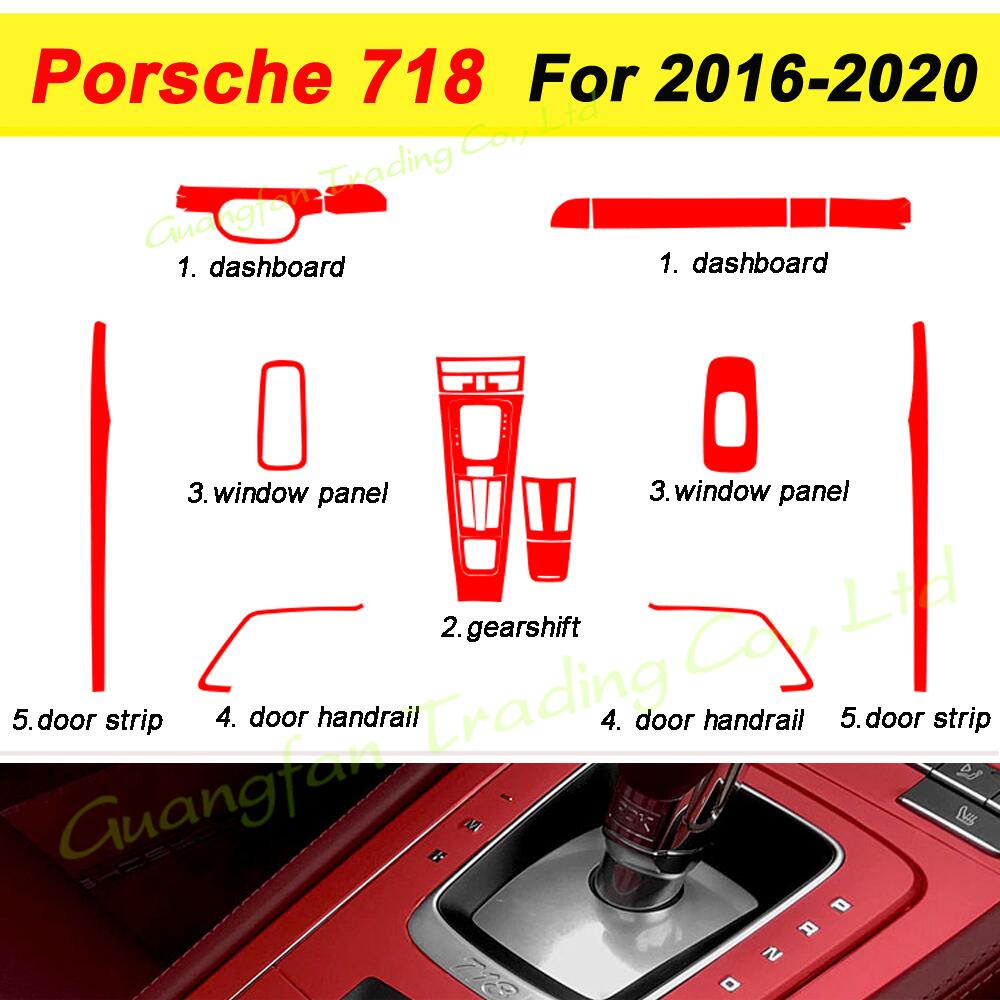 For Porsche 718 2016- Car-Styling 3D5D Carbon Fiber Car Interior Center Console Color Molding Sticker Decals Part Accessorie