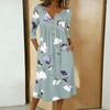 Women's Casual 3/4 Sleeve Button-down Mid-length Dress