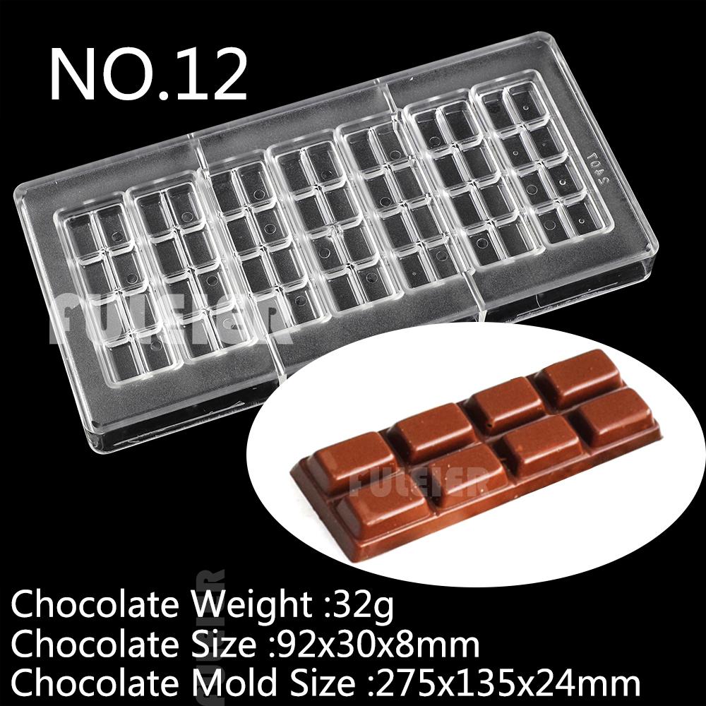 26 Style Polycarbonate Chocolate Bar Molds Baking Cake Belgian Sweets Candy Bar Mould Confectionery Tools for Chocolate Bakeware
