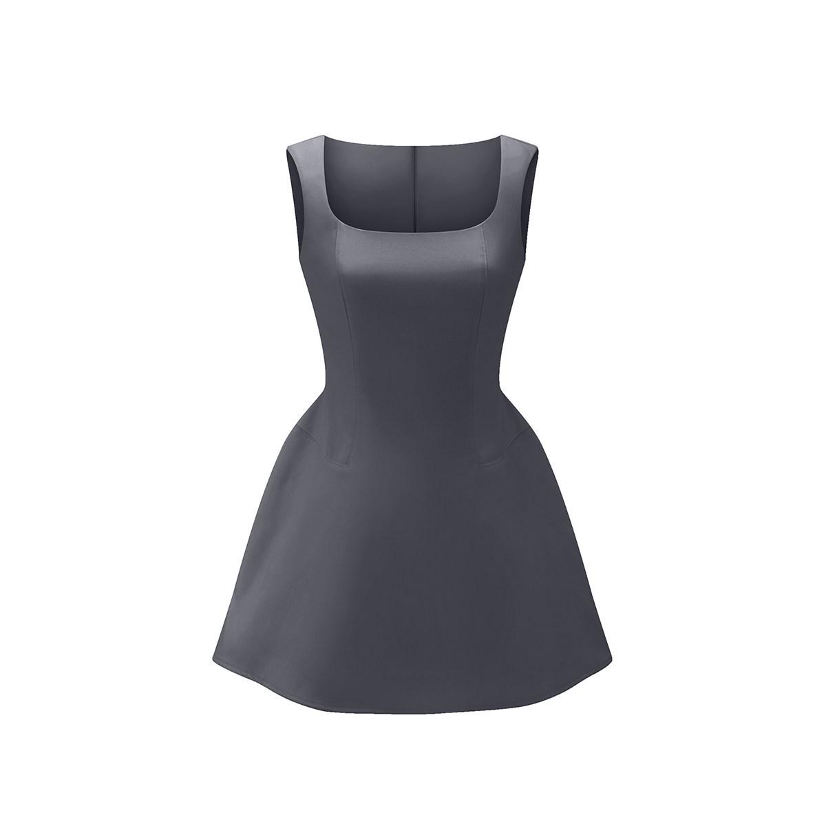 

Three-Color Elegant Hepburn-Inspired Spaghetti Strap Dress with Slimming Waist and Puffy Design L сірий колір