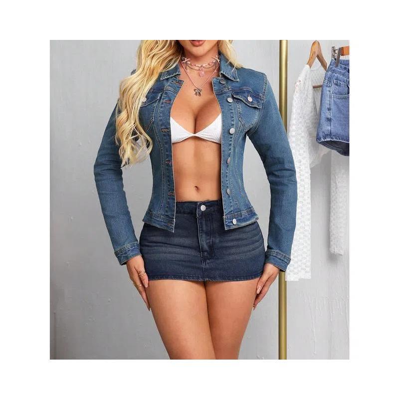 Lapel Pocket Denim Jacket - New Style
