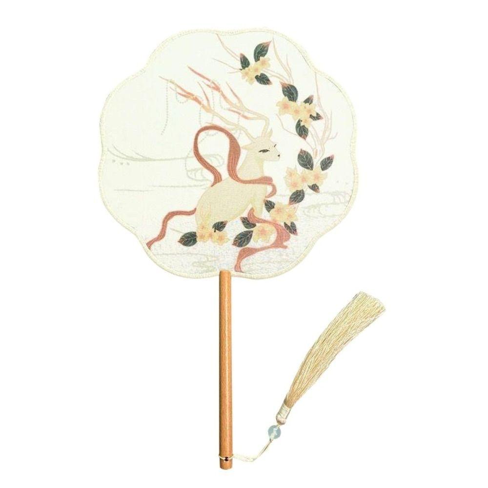 Handheld Chinese Embroidery Fan HanFu with Pendant Chinese Style Tuan Fan Translucent Floral Pattern Silk Fan Photography Prop