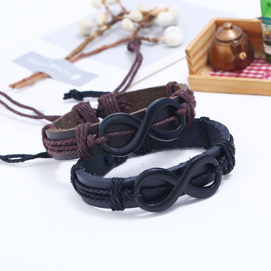 Männer Frauen 8-Form Geflochtenes Seil Kunstleder Armband Armband Paar Schmuck