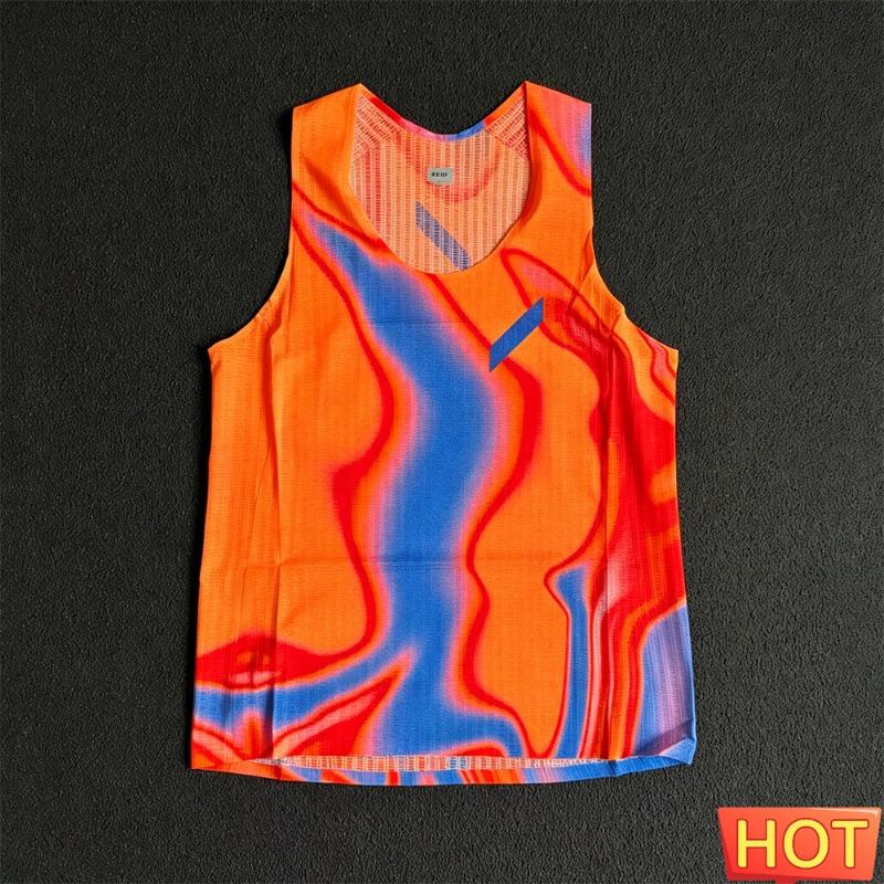 Men's Gradient Quick Dry Running Vest Lightweight Marathon Sleeveless T-Shirt Summer Fitness Shirt Tank Top