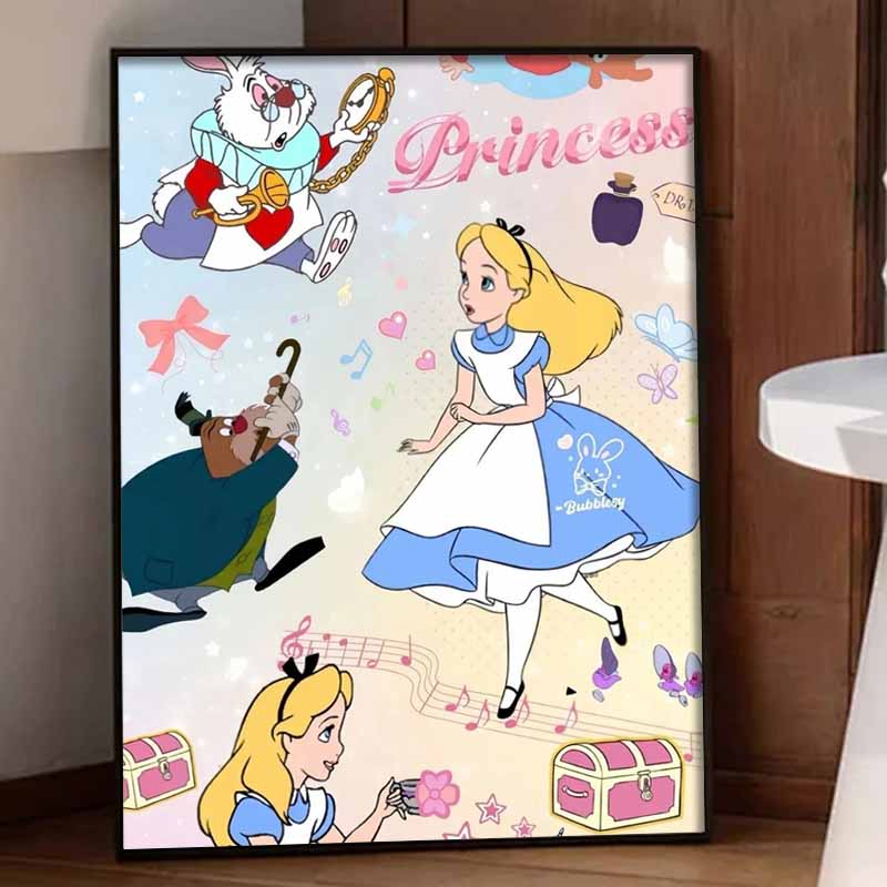 Disney Diamond Painting Kit, 5D Alice In Wonderland Wall Decoration Art Gift for Living Room, Bedroom, Study Room, Etc.