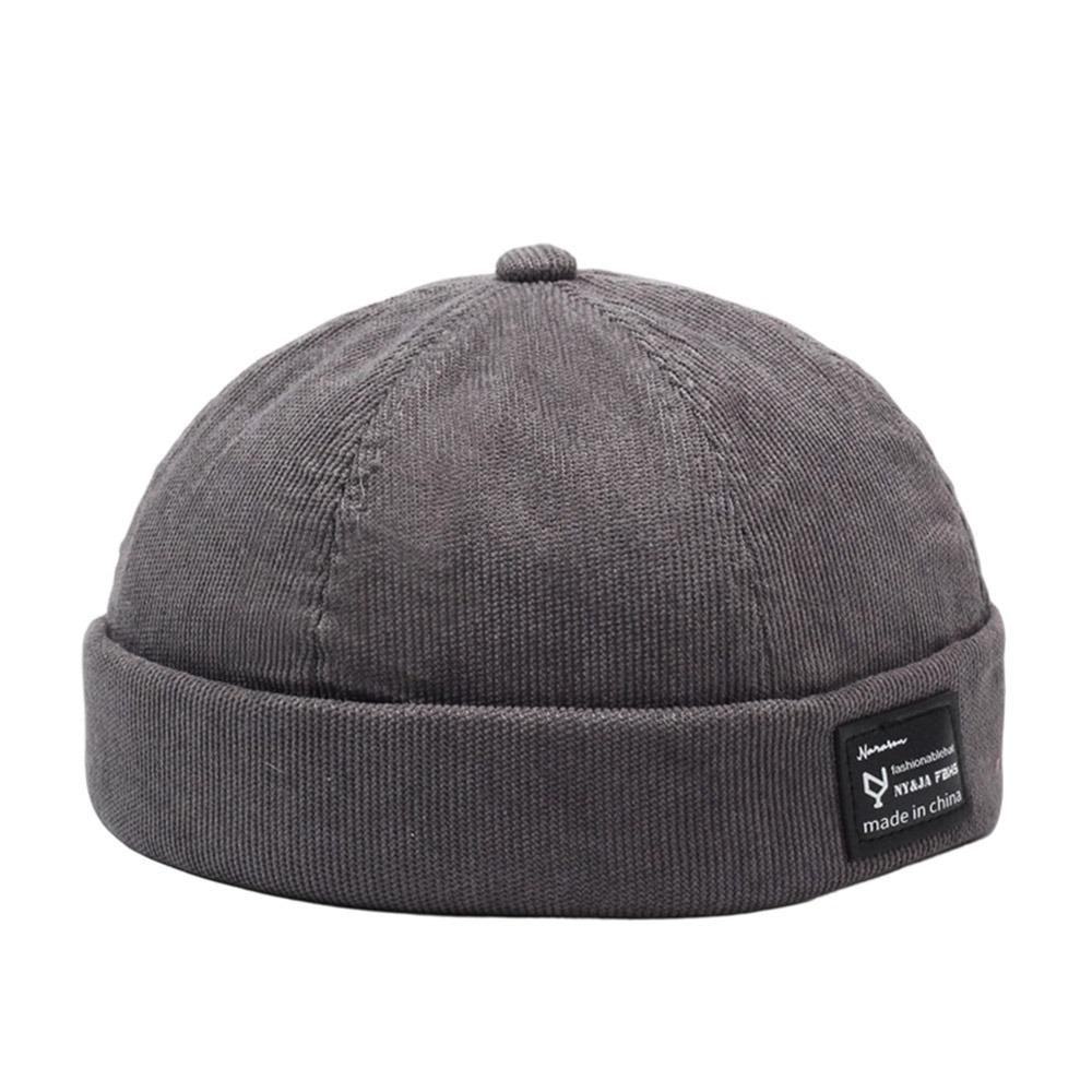 Fashion Hip Hop Beanie Street Hat Casual Corduroy Brimless Docker Cap Adjustable Letter Vintage Dome Hat Outdoor