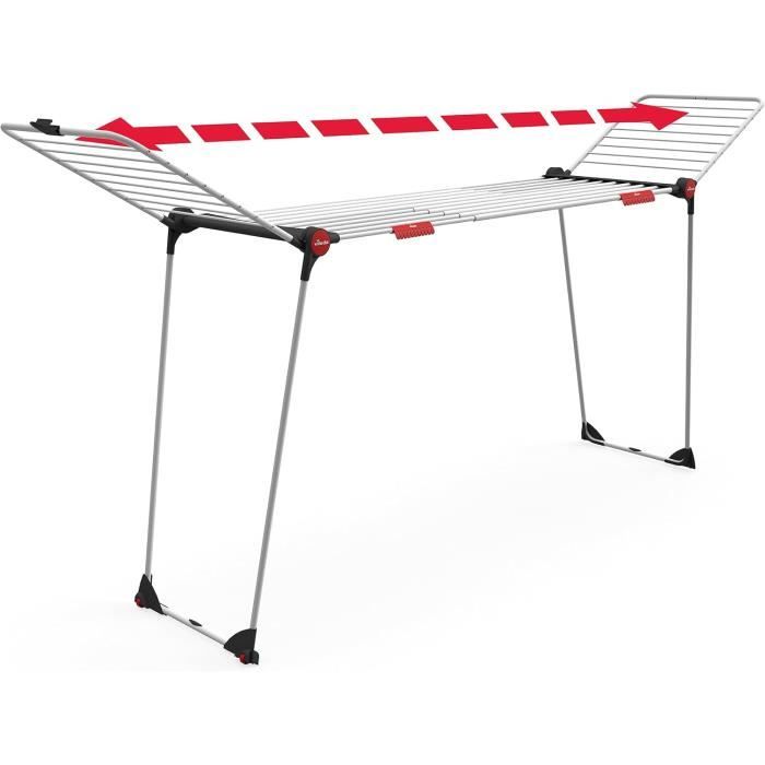 Vileda Infinity Flex Plus Clothes Drying Rack - Extendable Up To 2 M - White/Black/Red