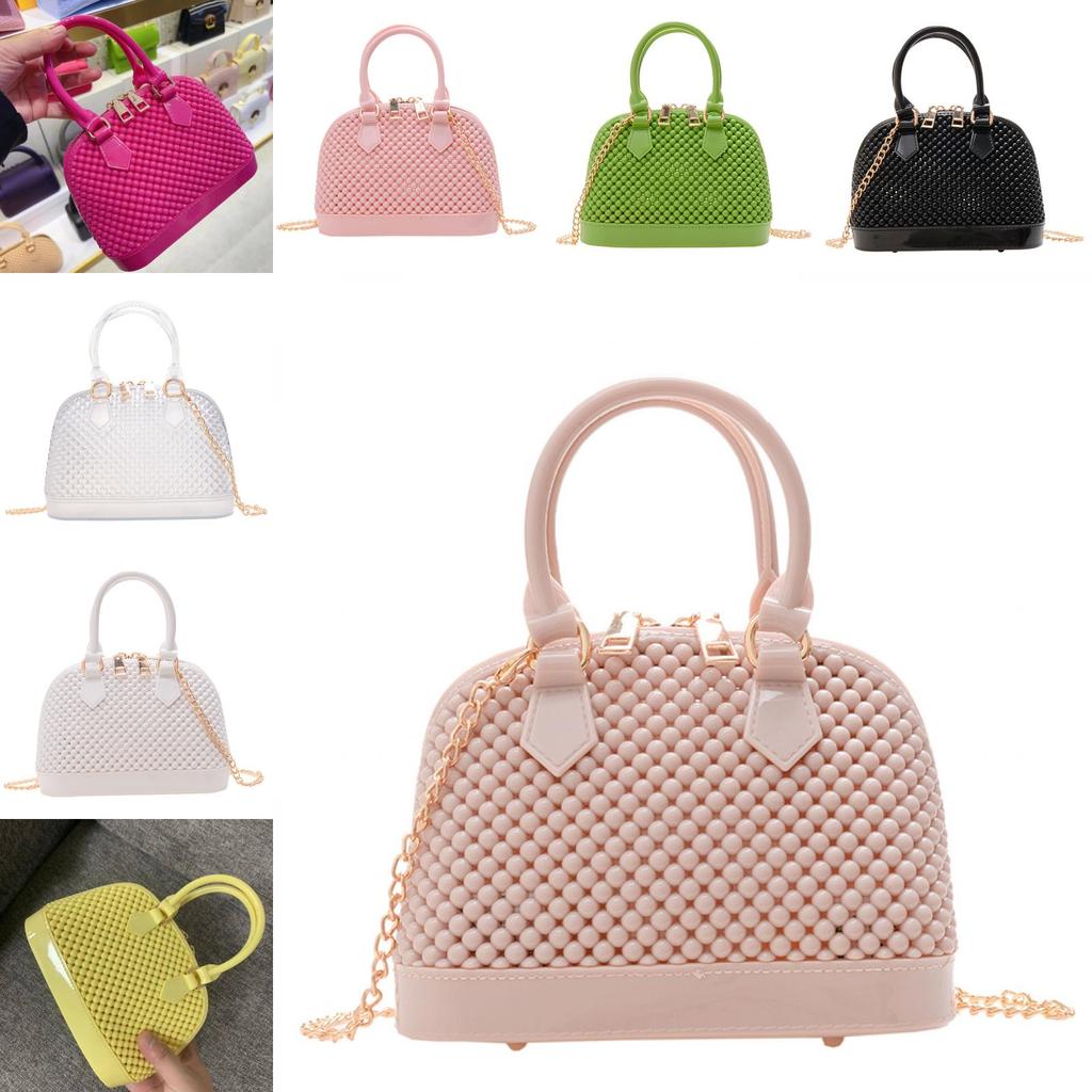 Pvc Shell Bag With Chain Strap For Daily Casual Women And Teen Girls