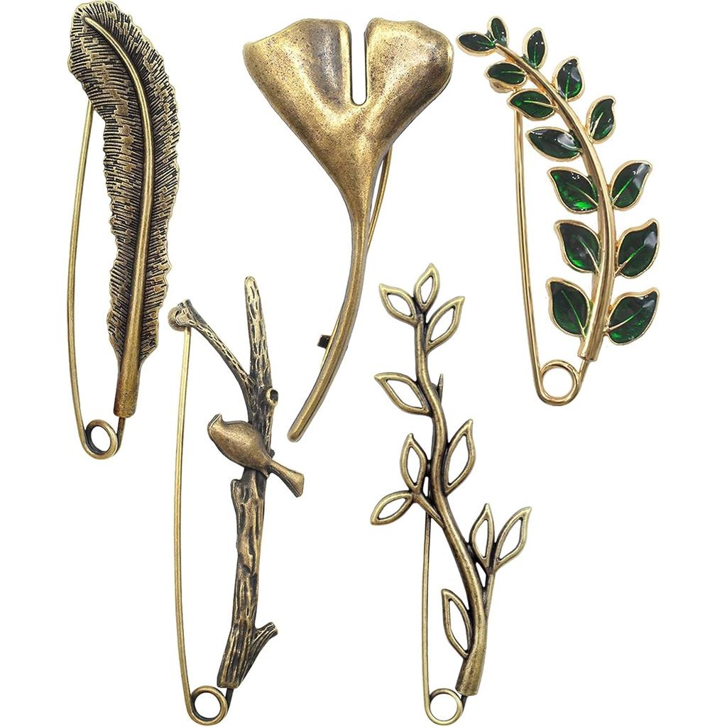 5 Pcs Decorative Pins Safety Pins Steel Lock Pins Vintage Alloy Brooches Large Bronze Pins for Dressing Up Shawls Wraps Skirts Scarf Blankets Hats