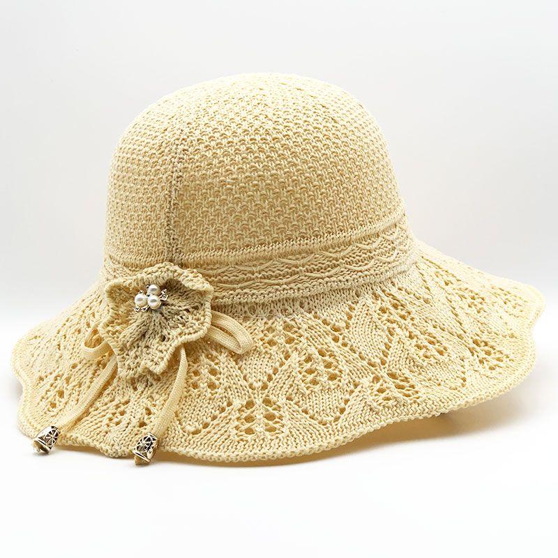 Sun Hat Women's Sun Protection Outdoor Cotton Jacquard Knitted Folding Sun Hat Summer
