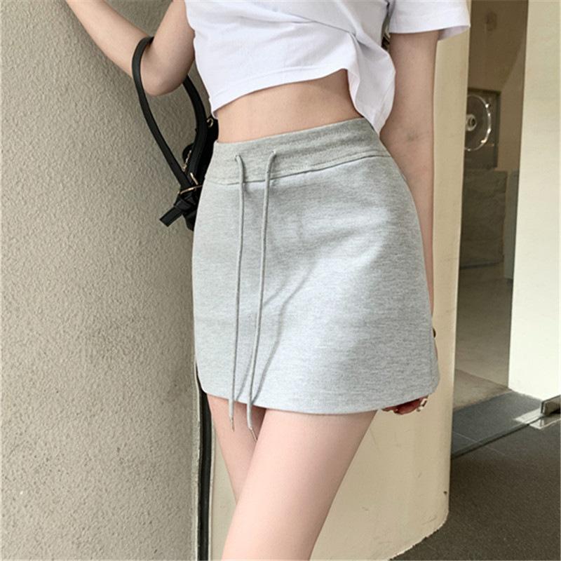 Drawstring Skirt In Summer High Waist Slim and Slim Sexy and Versatile Anti-exposure A-line Hip-pack Skirt