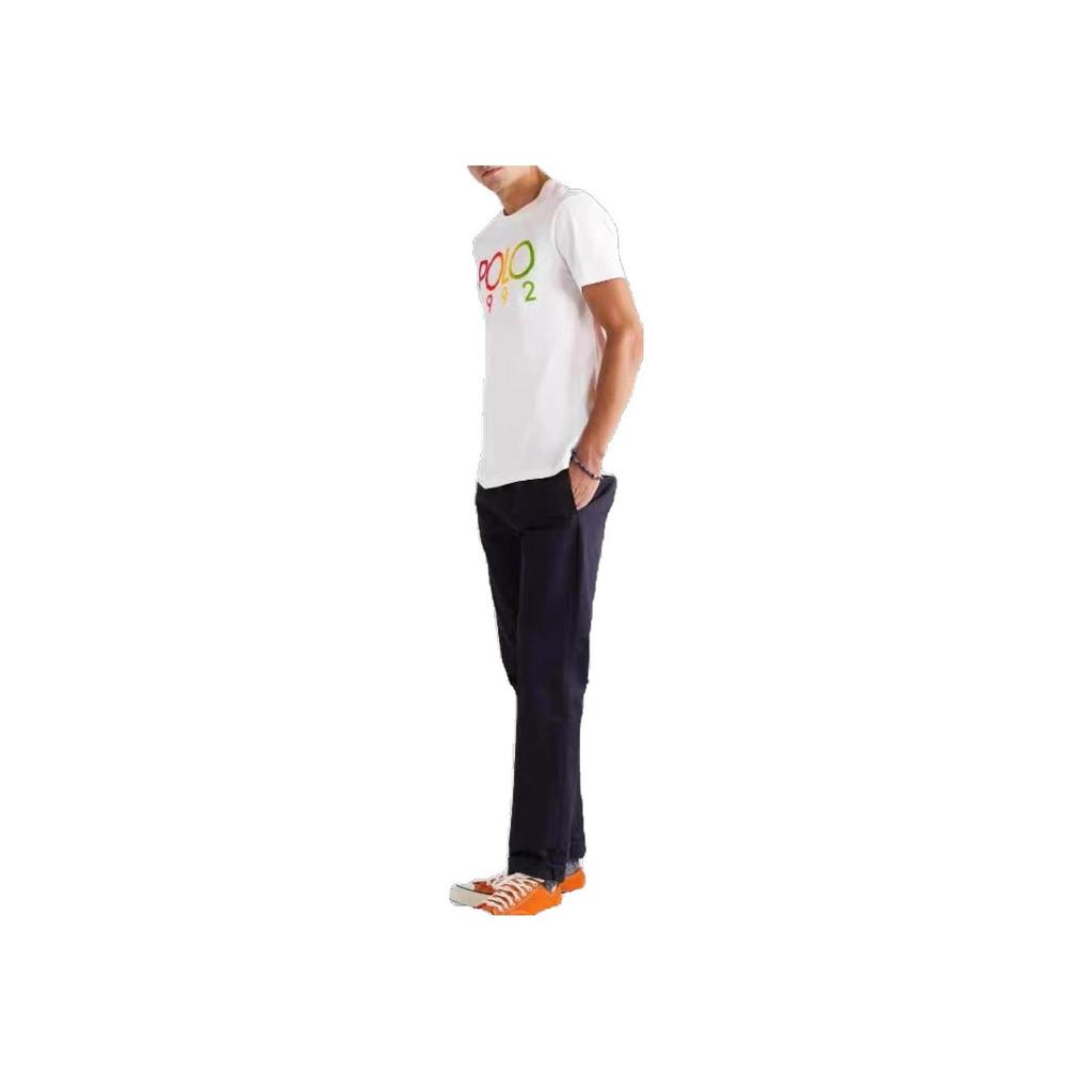 Polo Ralph Lauren Letter Logo Printed Crew Neck Casual Short Sleeve T-Shirt Men Tops White 710803496-002