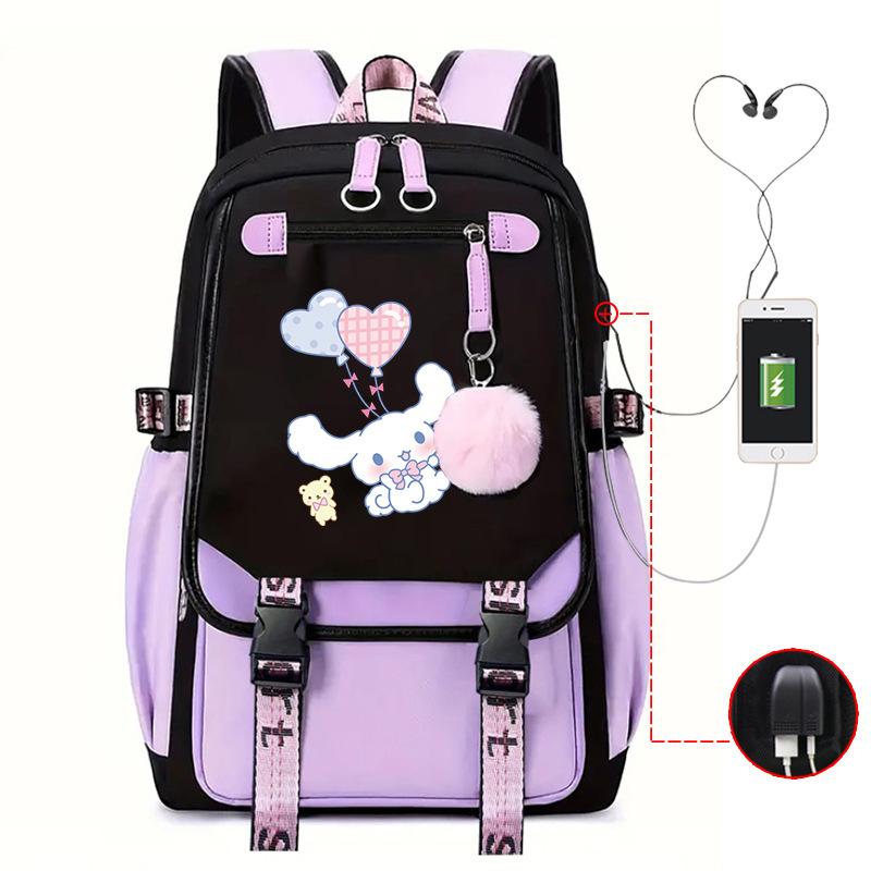 Pies z Dużymi Uszami Plecak Szkolny Męski i Damski Plecak dla Ucznia Szkoły Średniej Gimnazjum Styl College'owy Pasek do Plecaka Plecak Wielofunkcyjny USB