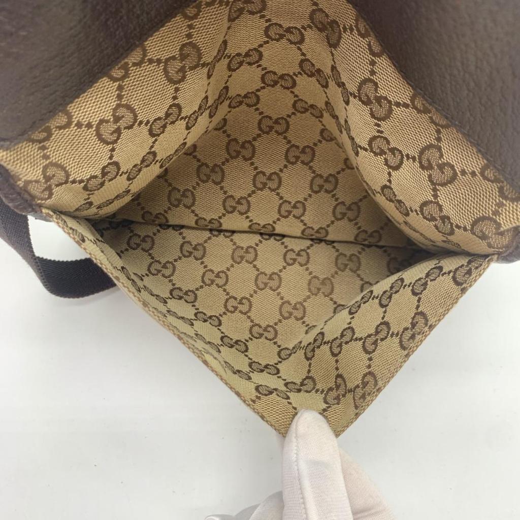 Gucci GG Canvas 27639 Shoulder Bag Crossbody Sacoche Pouch Leather Brown Ladies Men Unisex Diagonal Strap