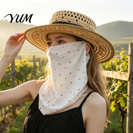 Lightweight Summer Face Mask Women Neck Sun Protection Mask, Cotton Dot Print UV Outdoor Cycling Cover, Foldable Gaiter Scarf for Driving Camping
