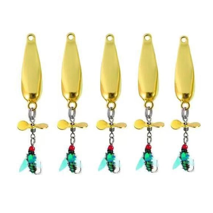 Spoon Spinner Sequins Baits Fly Fishing Baits Fishing Tackle with Propellers 5pcs Worm Fly Lures
