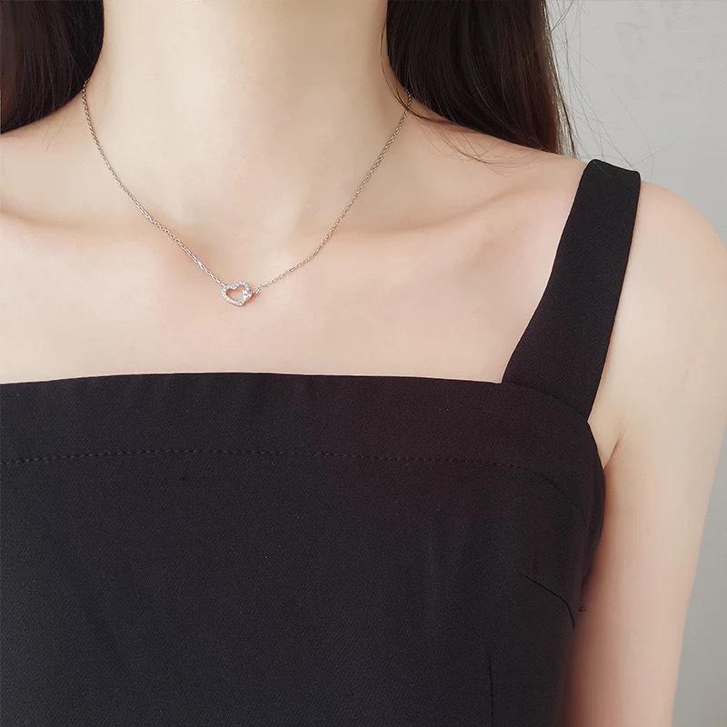 Beixi S925 Sterling Silver Heart Necklace - Cute Hollow Peach Pendant, Simple and Versatile Design. 925 Silver