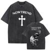 Christliches Religiöses Jesus Vergib ihnen Vater Vintage Gewaschenes T-Shirt Unisex Damen Gothic Rock Übergroße T-Shirts Tops Streetwear