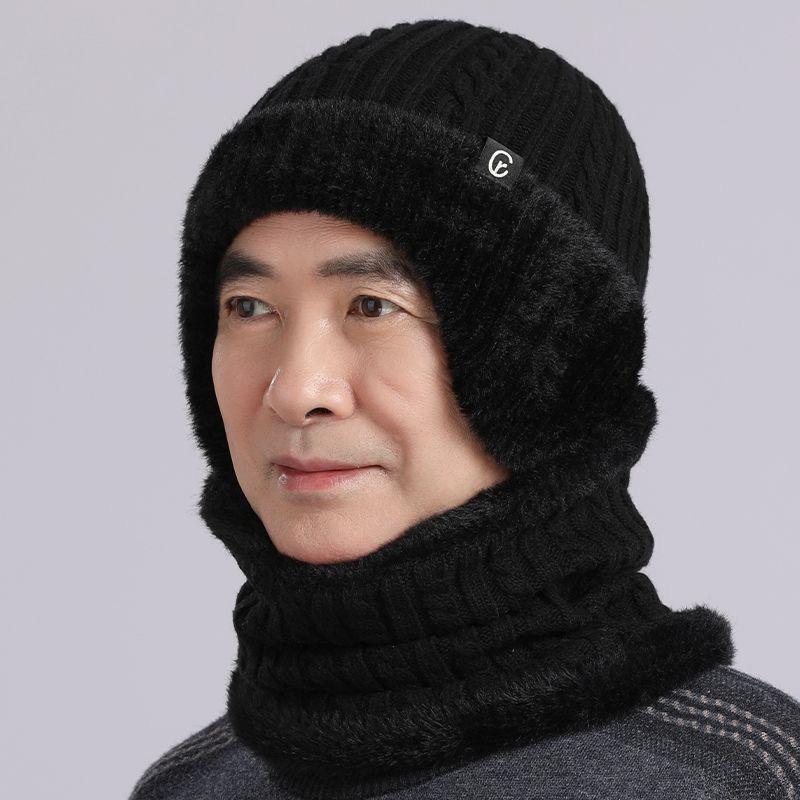 Men's Winter Warm Knitted Hat with Velvet Ear Protection for Seniors