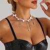 Cold Wind Cross Star Diamond Imitation Pearl Necklace Personalized Stacking Temperament Advanced Clavicle Chain Necklace