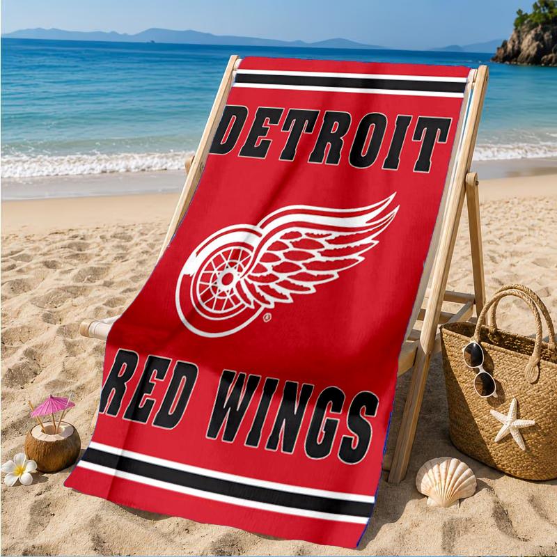 Red Wings Logo Beach Towel, Super Soft Microfiber, Perfect Gift for Her/Him, Birthday, for Pool, Beach, Travel, Decor Beach Party