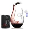 Wine Decanter by Nutriups, Crystal Glass Wine Decanter, 1.4 L Red Wine Aerator (cleaning Brush for Carafe)